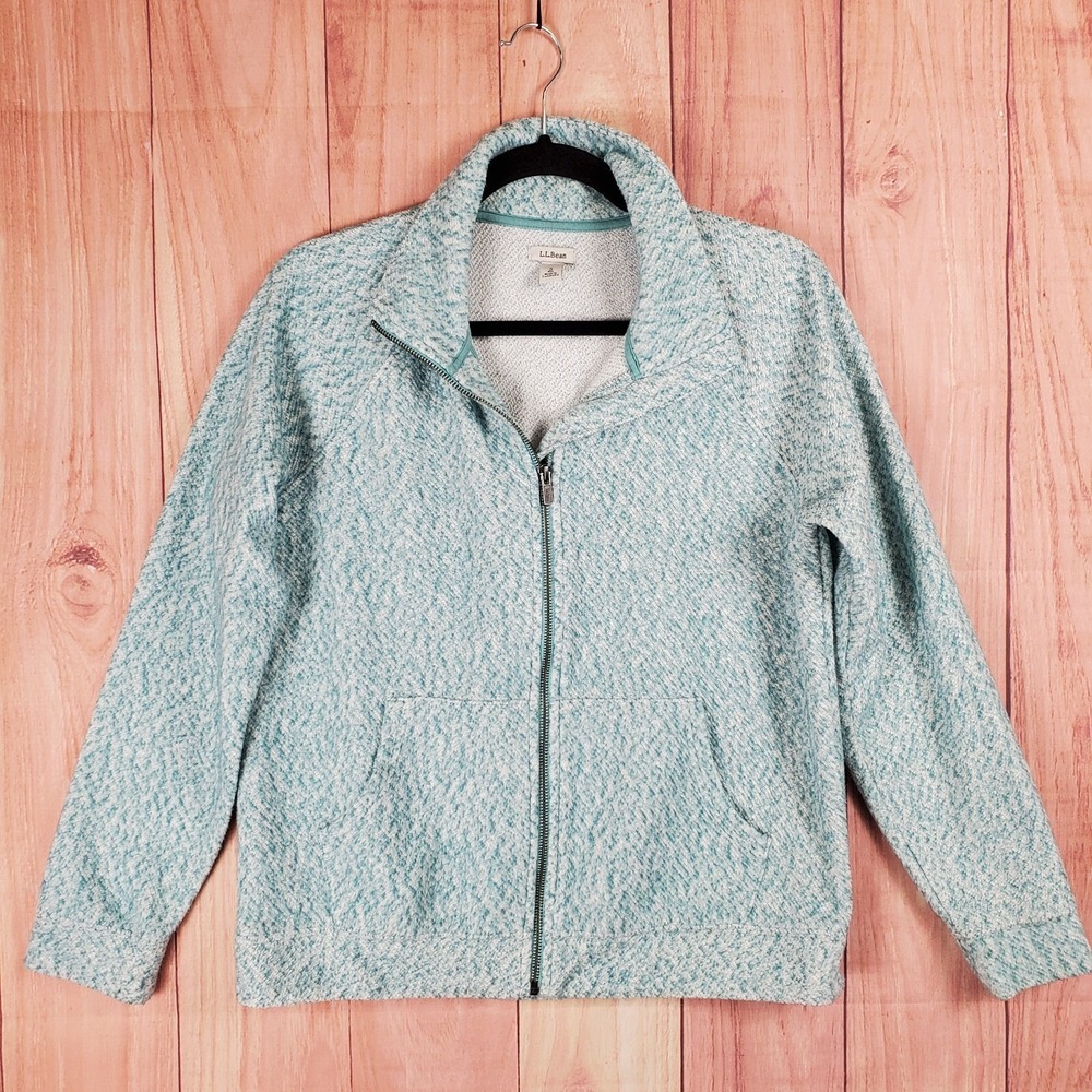 L. L.Bean Heritage Marled Fleece Cardigan Sweater Sz S Small Full Zip